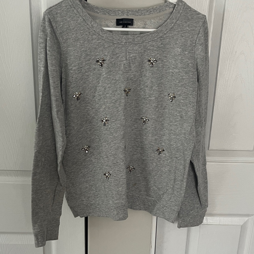 The Limited Light Gray Embellished Sweatshirt